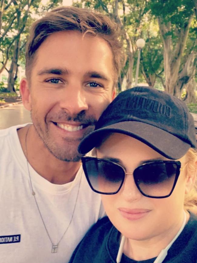 Hugh Sheridan and Rebel Wilson enjoy a PT session in Sydney. Picture: Instagram