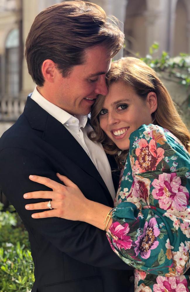 Edoardo Mapelli Mozzi and Princess Beatrice will marry in May. Picture: Princess Eugenie/Buckingham Palace/AFP