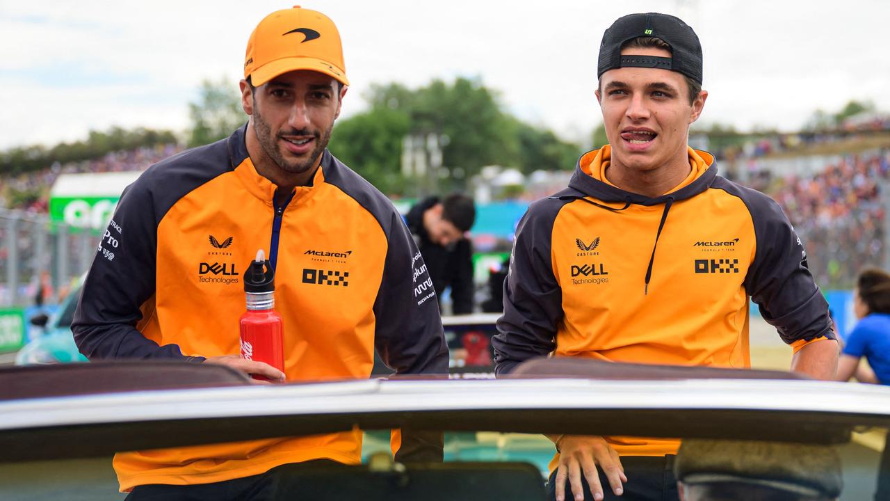 Daniel Ricciardo and Lando Norris at the Hungarian Grand Prix. Photo by Jure Makovec / AFP)