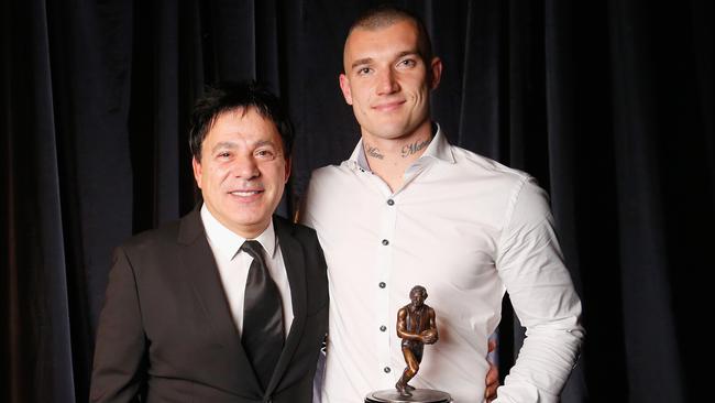 Dustin Martin with his manager Ralph Carr. Picture: GETTY IMAGES