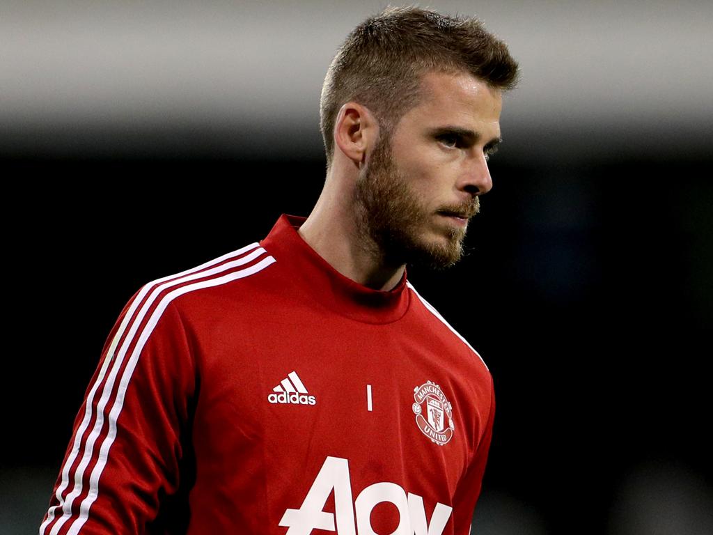 David De Gea at Manchester United training in Perth. He was rested from Saturday night’s friendly clash with Perth Glory. Picture: AAP