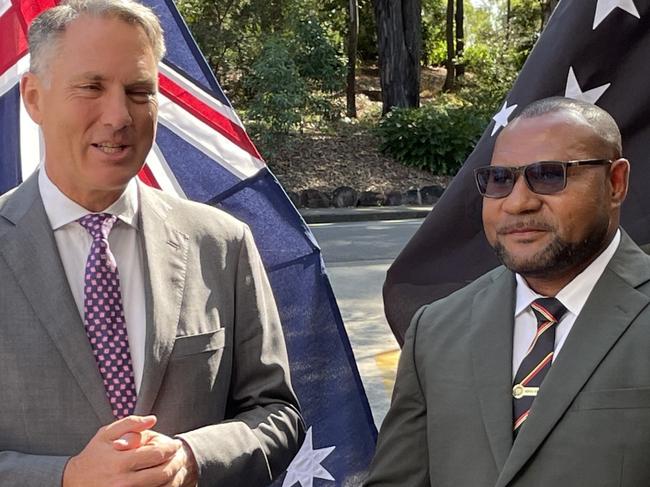 Deputy Prime Minister and Minister for Defence Richard Marles with Papua New Guinea Minister for Defence Billy Joseph ahead of the meeting.