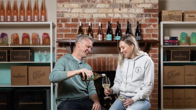 Bondar's Andre Bondar and Selina Kelly at their new McLaren Vale cellar door. Photo: Ben Macmahon