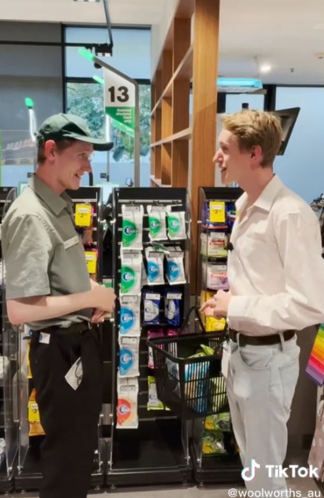 Liam Kirley, who runs Woolies’ TikTok page, provided an entertaining video on how the new payment feature works. Picture: TikTok/woolworths_au