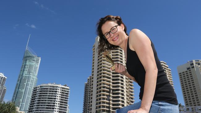 Pictured on Surfers Paradise Beach front Winner of best film by Gold Coast resident Ms Bianca Nall. Pic Mike Batterham