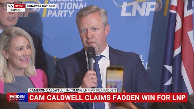 Cameron Caldwell is expected to win the seat with between a two to three per cent swing towards the LNP. Picture: Sky News
