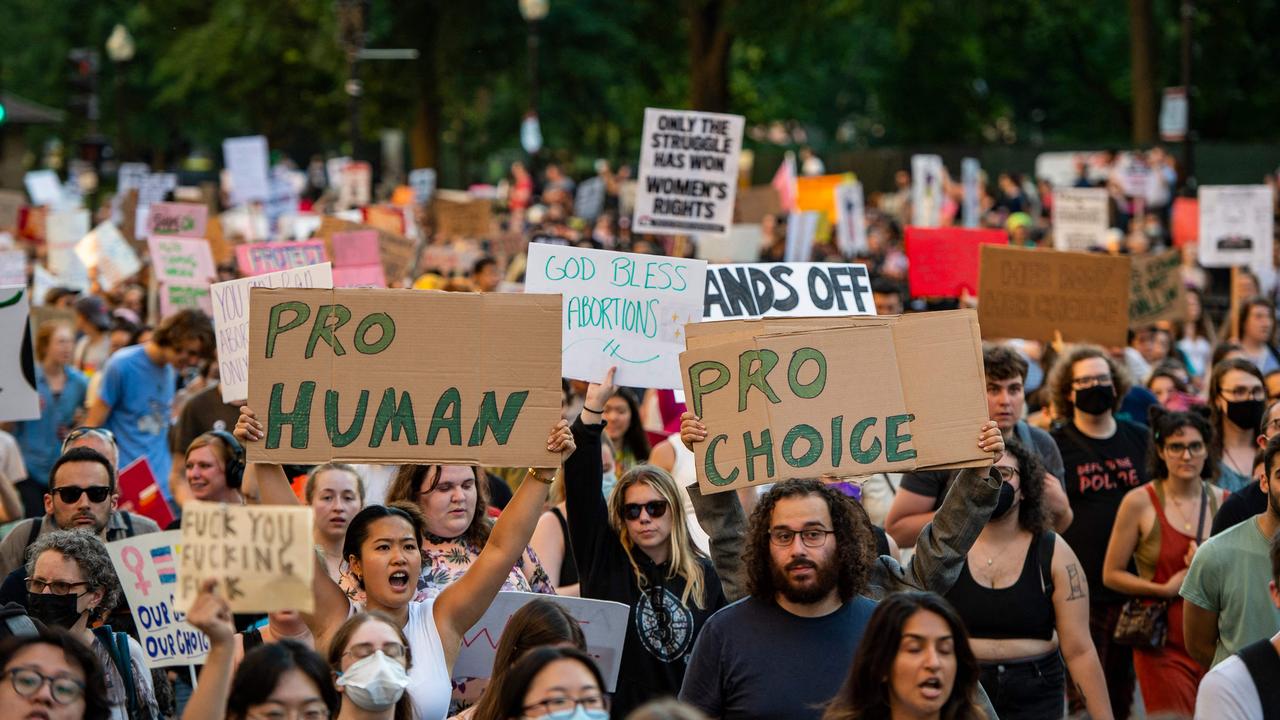 Reproductive rights supporters march to protest the overturning of Roe v Wade by the Supreme Court in Boston, Massachusetts on June 24. Picture: Joseph Prezioso/AFP