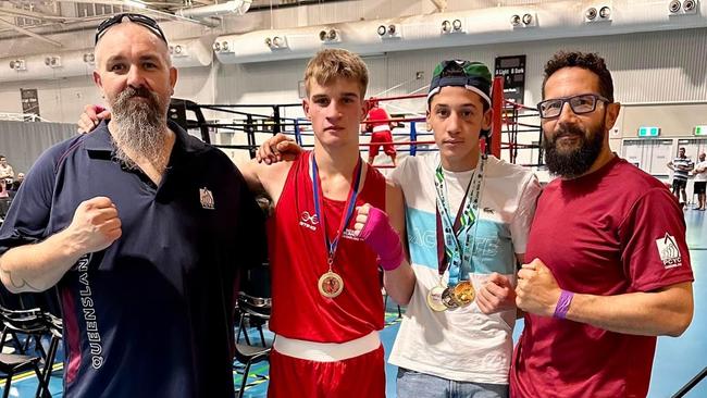 Dalby PCYC Boxing Club took home double gold at the state titles and has seen Andrew and Judd Alderton (left) picked to compete in Germany.