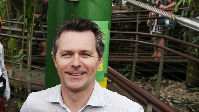 Federal Labor has proposed dedicating $1 billion of the Northern Australia Infrastructure Fund (NAIF) to tourism projects, should they win government at the next election. (L-R) CaPTA Group Projects Director Michael Woodward with the Shadow Minister for Resources and Northern Australia Jason Clare at Cairns Zoom and Wildlife Dome. Picture: BRENDAN RADKE