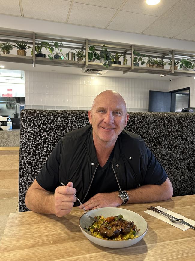 Matt Moran tastes the Osso Bucco with Milanese Risotto at Diggers Miranda RSL Club.