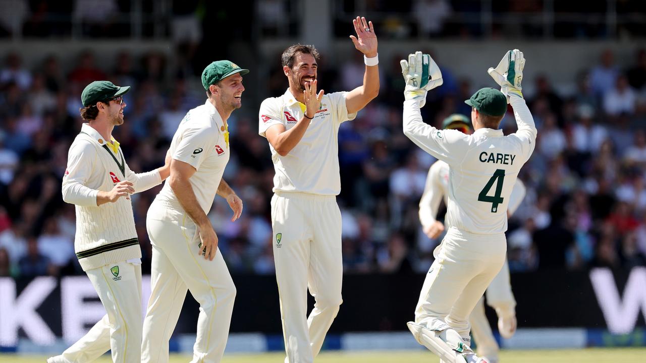 Mitchell Starc ended Jonny Bairstow’s innings early. Picture: Getty