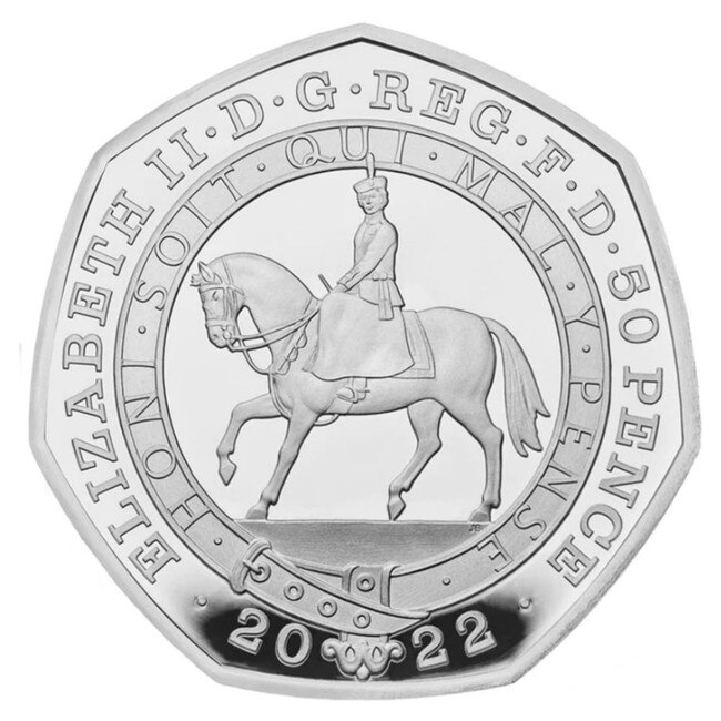 Price of 2022 UK 50p Platinum Jubilee Silver Proof coin skyrockets after death of Queen Elizabeth. Picture: Melbourne Coins and Collectables Co.