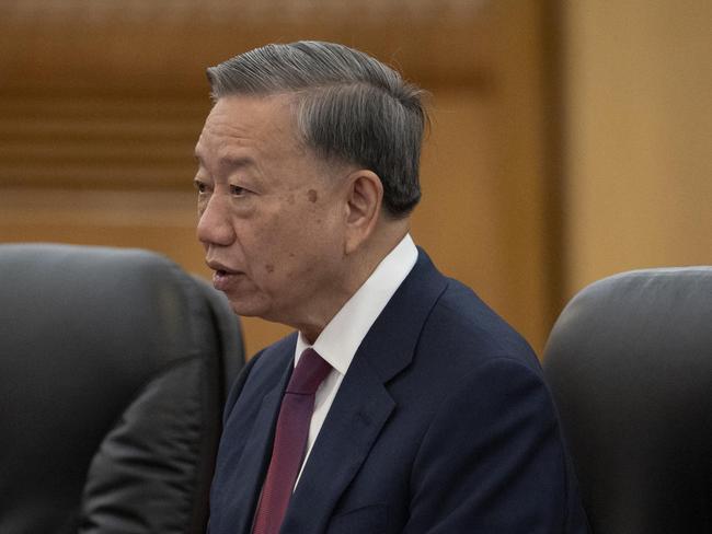 BEIJING, CHINA - AUGUST 19:  Vietnam President To Lam speaks during a meeting with Chinese President Xi Jinping at the Great Hall of the People on August 19, 2024 in Beijing, China. Lam is on three three-day visit to China, his first overseas, and comes just weeks after he was confirmed as general secretary of the Communist Party in Vietnam.  (Photo by Andres Martinez Casares-Pool/Getty Images)