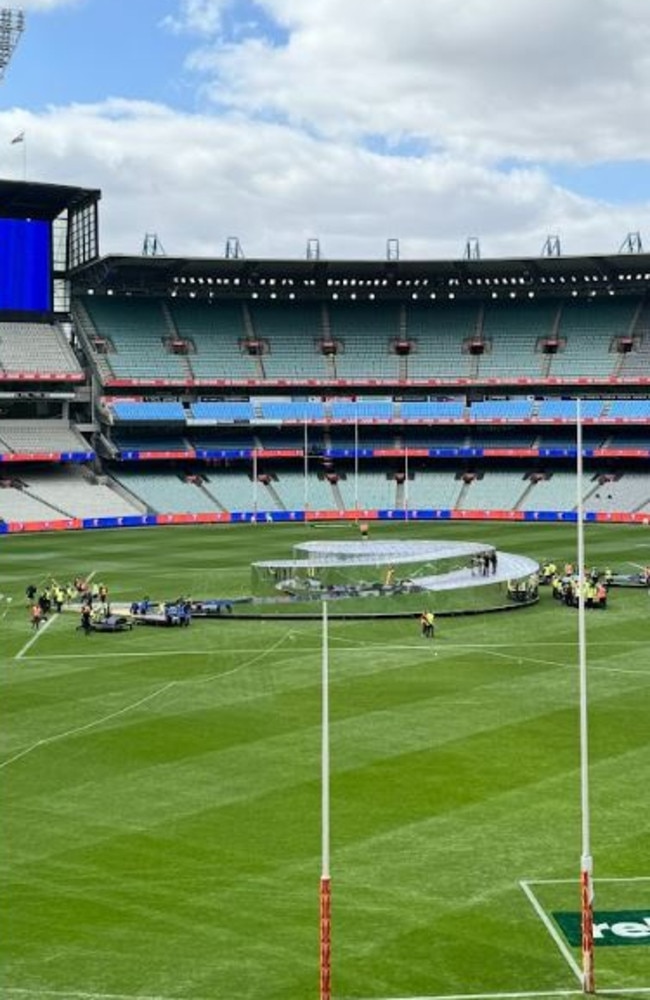 Katy Perry's AFL Grand Final stage. Picture: Jackie Epstein