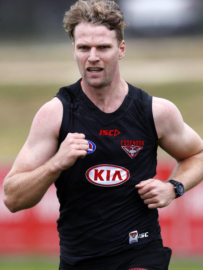 Jake Stringer at Essendon training. Picture: Michael Klein