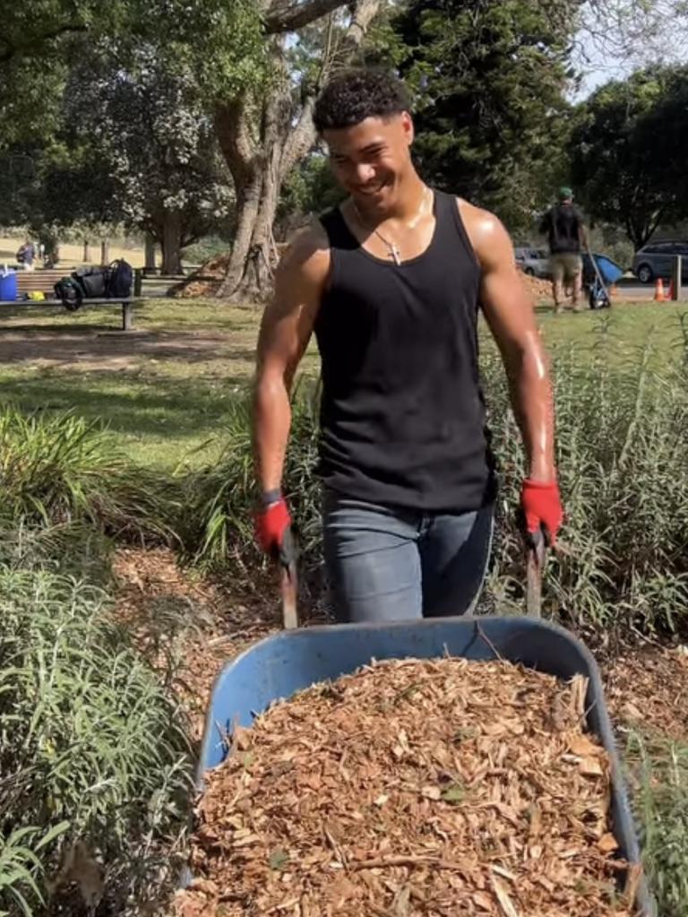 Richard Penisini working in landscaping.