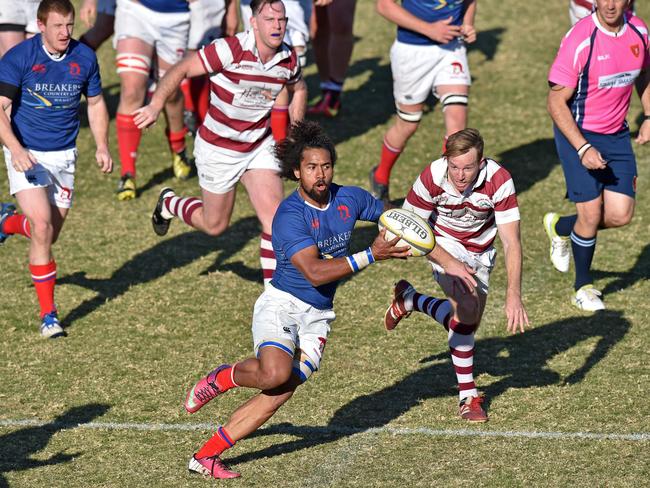 Terrigal’s Sekope Maea on the attack at Woy Woy Oval yesterday.