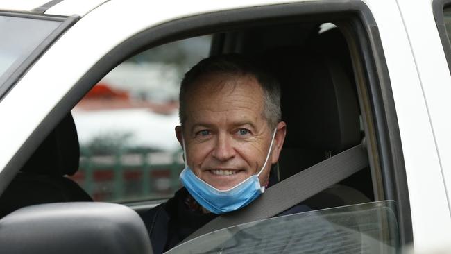 Bill Shorten photographed delivering food to the Flemington Towers Government Housing complex in North Melbourne on Monday July 6. Picture: Getty Images