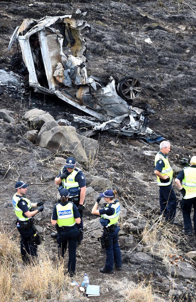 Police at the crash scene. Picture: Nicole Garmston