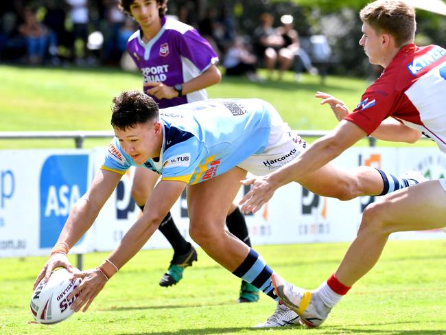 Norths Devils player Tyreece Tait gets a try Norths Devils v Redcliffe Dolphins in Meninga Cup Sunday March 27, 2022. Picture, John Gass