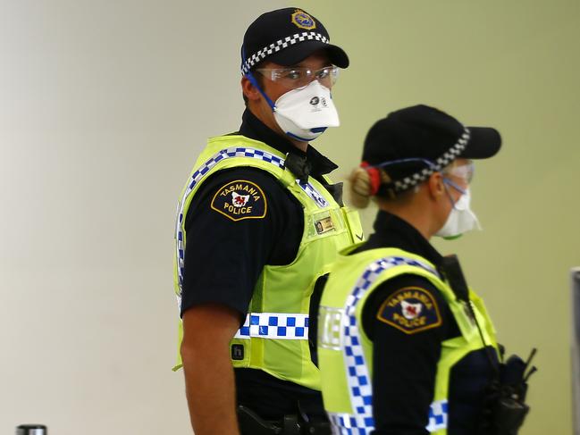 Hobart airport arrivals - Tasmania police at gate 1