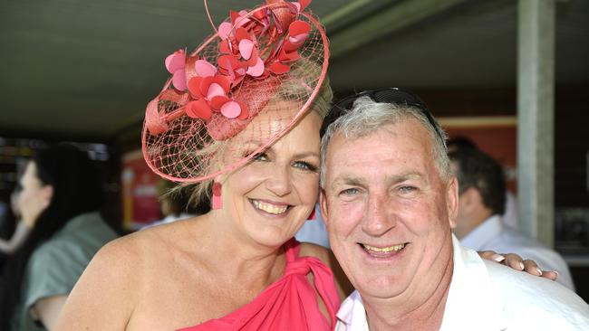 Ladbrokes Sale Cup. Racegoers are pictured attending Cup Day horse races at Sale Turf Club, Sunday 27th October 2024. Bronwyn Segafredo and Geoff Kinnish. Picture: Andrew Batsch