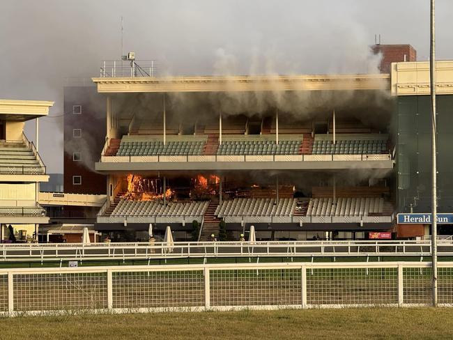 07/01/2025: Emergency Services on scene at Caulfield Racecourse where a fire was soon brought under control in the grandstand. Picture: X