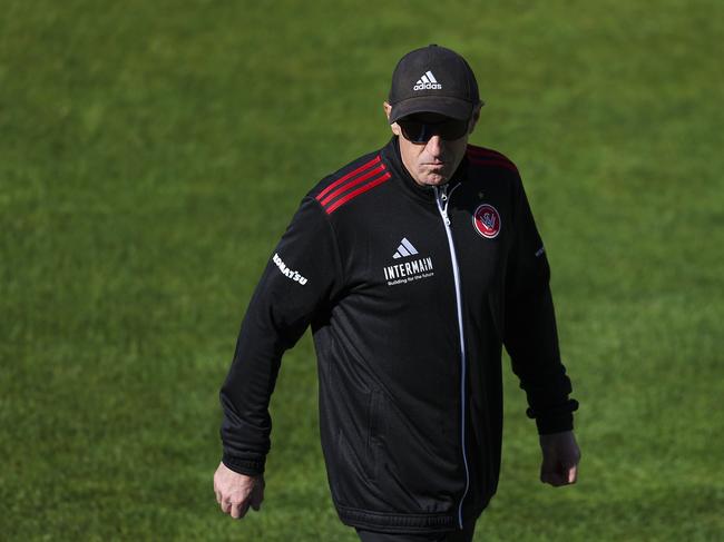 WELLINGTON, NEW ZEALAND - MARCH 30: Coach Robbie Hooker of the Wanderers loduring the A-League Women round 22 match between Wellington Phoenix and Western Sydney Wanderers at Porirua Park, on March 30, 2024, in Wellington, New Zealand. (Photo by Hagen Hopkins/Getty Images)