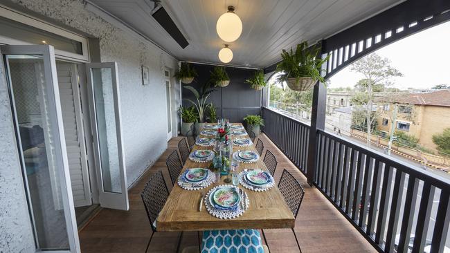 They were also blown away with the classy style of the upstairs verandah that adjoins to their entertaining space on level three. Picture: The Block