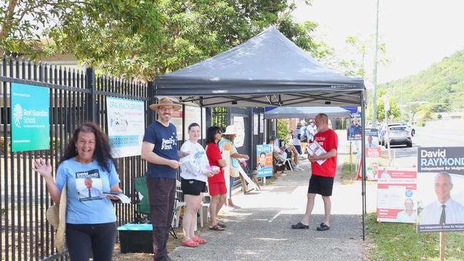 Bayview Heights resident Jenelle Reghenzani at the Woree State School polling centre on election day in Cairns. Picture: Peter Carruthers