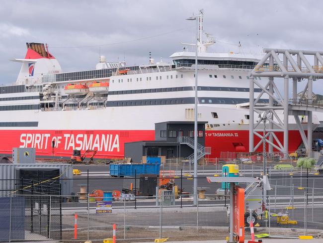 The Spirit of Tasmania docked at its new home at Geelong port Picture: Mark Wilson