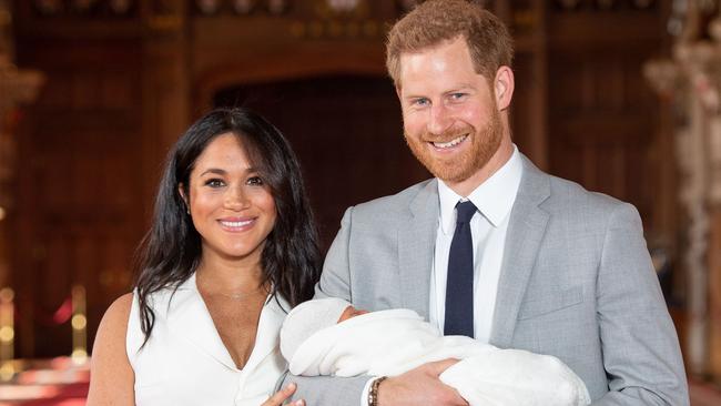 Prince Harry, Duke of Sussex and Meghan, Duchess of Sussex with baby Archie Harrison Mountbatten-Windsor. Picture: AFP