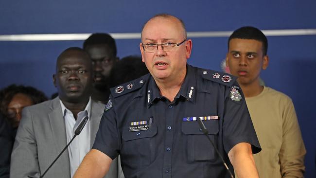 Police Press conference with Chief Commissioner Graham Ashton and African community leaders regarding the African gang crime across Melbourne. Picture: Alex Coppel