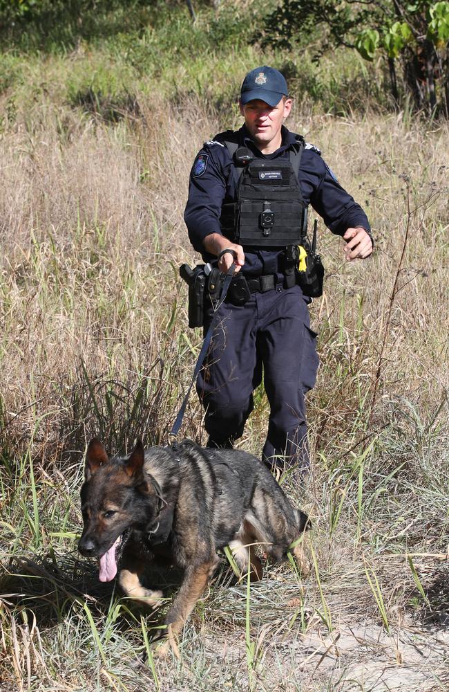 Senior Constable Ben Sawden with his dog Chief ready for action. Picture Glenn Hampson