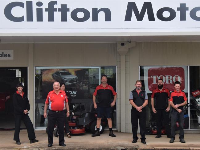 LOCAL BUSINESS: Leo Geraghty and the team at Clifton Motors Kingaroy. (Picture: Tristan Evert)