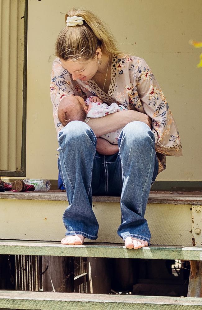 Chloe Childs with five-day-old Matilda. Picture: William Debois