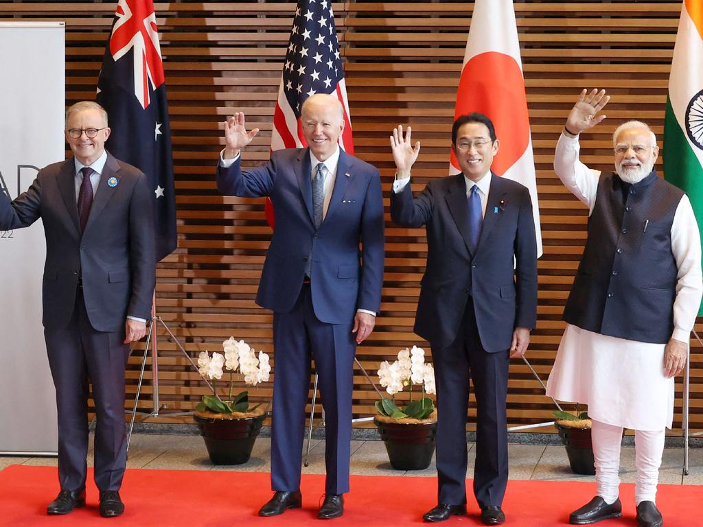 Anthony Albanese, US President Joe Biden, Japanese Prime Minister Fumio Kishida, and Indian Prime Minister Narendra Modi at the 2022 Quad meeting. Picture: AFP