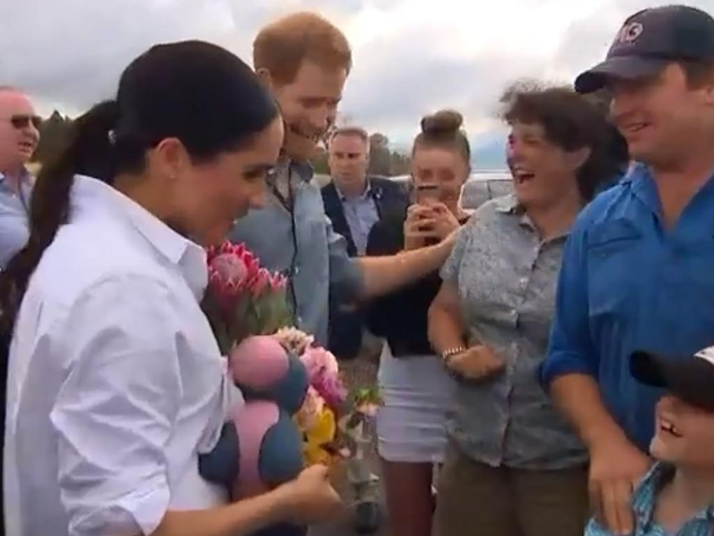 Harry also looked pleased with the new nursery gift. Picture: 7 News Sydney