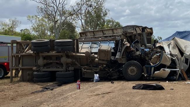 The BMA CQ Rescue chopper was called to a two-truck crash on the Bruce Highway near Bloomsbury at Gibson Creek Bridge on October 28, 2024. Picture: Supplied