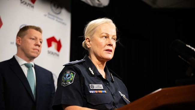 Police Minister Joe Szakacs and SAPOL Acting Commissioner Linda Williams. Picture: NCA NewsWire / Morgan Sette