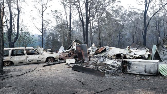 The ruins of Mr Clarke’s Pecan Bumbo Farm in Aries Park, Bodalla. Picture: Gaye Gerard