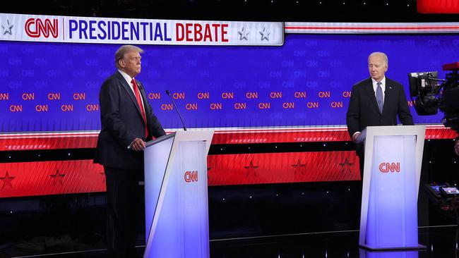 Joe Biden and Donald Trump participate in the CNN Presidential Debate at the CNN Studios in Atlanta, Georgia.