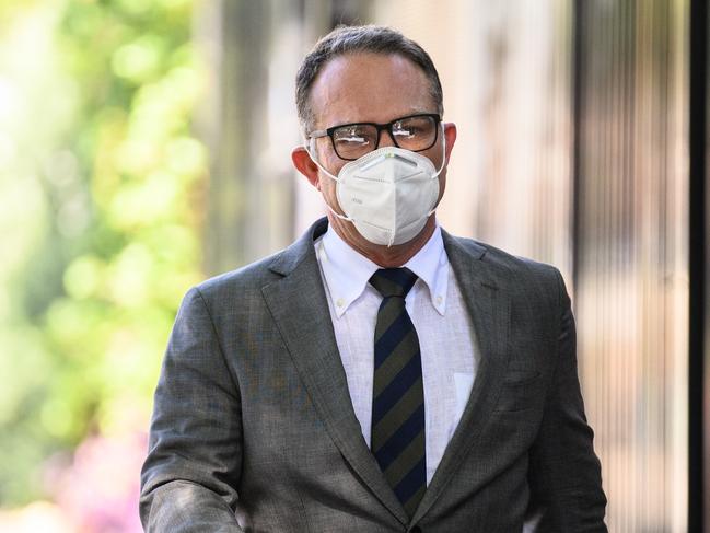 Michael Slater arriving at Waverley Courthouse in Sydney in April 2021. Picture: NCA NewsWire / James Gourley