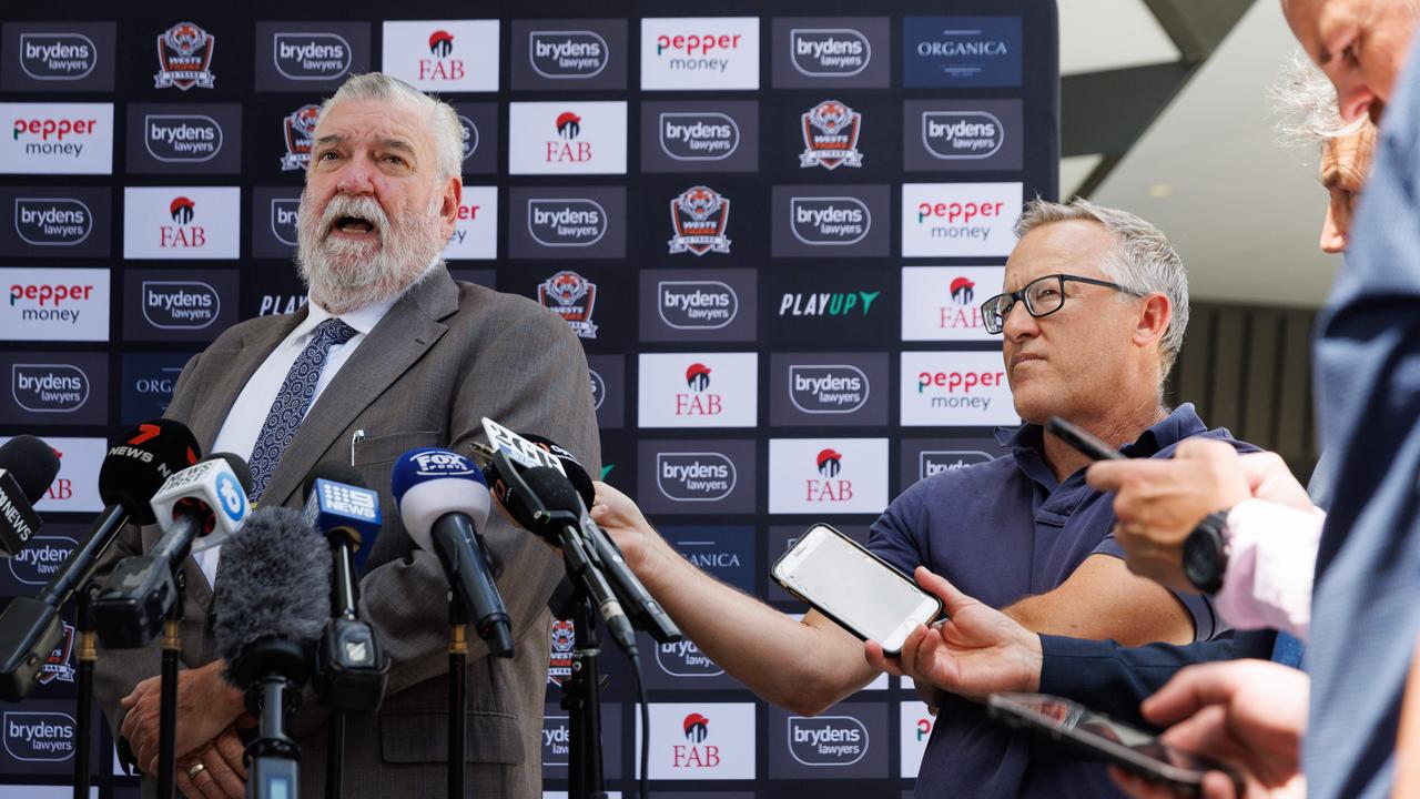 Wests Tigers media conference with new interim chief executive Shane Richardson. Picture: David Swift