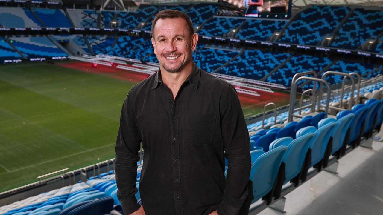 Matty Johns throws himself into his media work. Picture: Justin Lloyd