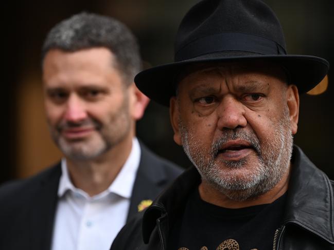 ADELAIDE, AUSTRALIA - NewsWire Photos August 29, 2023: Aboriginal Affairs Minister Kyam Maher and Indigenous leader Noel Pearson held a press conference regarding the Voice referendum at Adelaide Railway Station. Picture: NCA NewsWire / Naomi Jellicoe