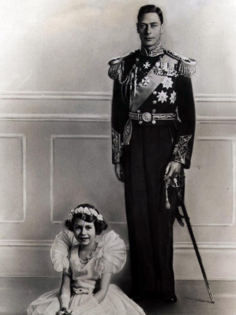 A young Princess Elizabeth with her father, with whom she was very close with.