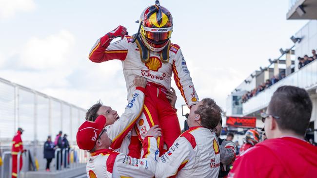 Supercars driver Scott McLaughlin after winning the OTR SuperSprint at The Bend. Picture: AAP / Edge Photographics, Mark Horsburgh