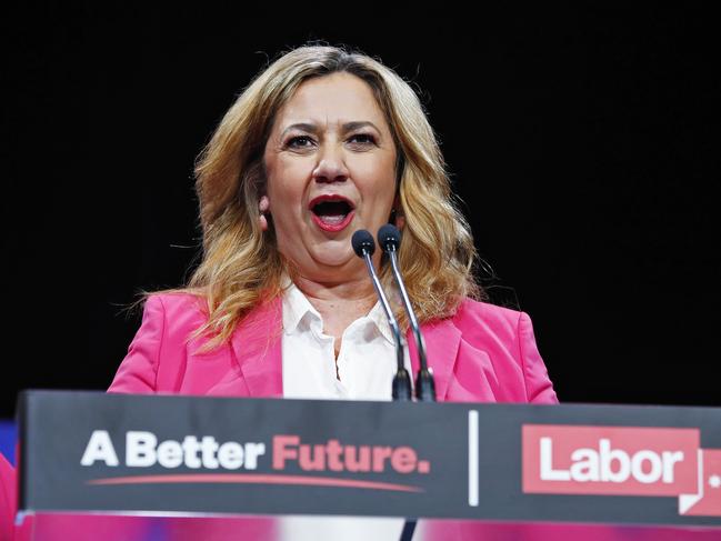 Queensland Premier Annastacia Palaszczuk speaks to the Labor Party faithful. Picture: Sam Ruttyn