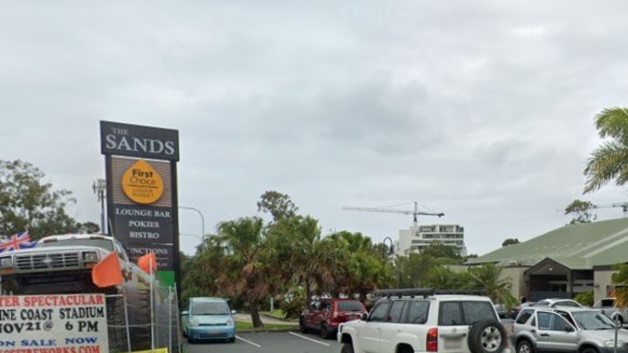 On October 11, 2024, Andrew Leonard Vernon was leaving the carpark of The Sands Tavern at Maroochydore when he crashed into four parked cars. He was driving a stolen car at the time, Gympie Magistrates Court heard. Picture: Google Maps